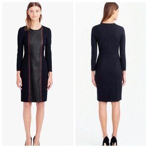 J. Crew Leather Panel Dress Navy Blue Black Maroon Size 2